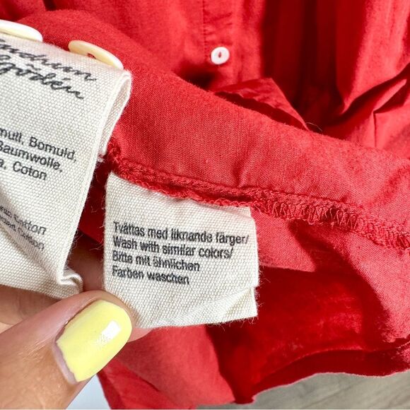 Gudrun Sjoden Women's Size Small Red Organic Recycled Cotton Button Down Dress - Picture 6 of 9